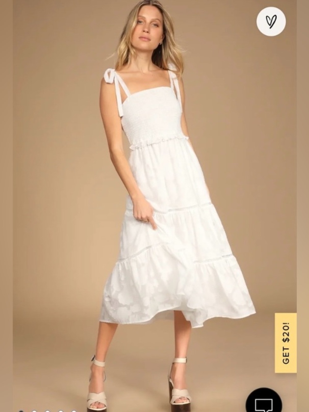 Lulus White Floral Midi Dress